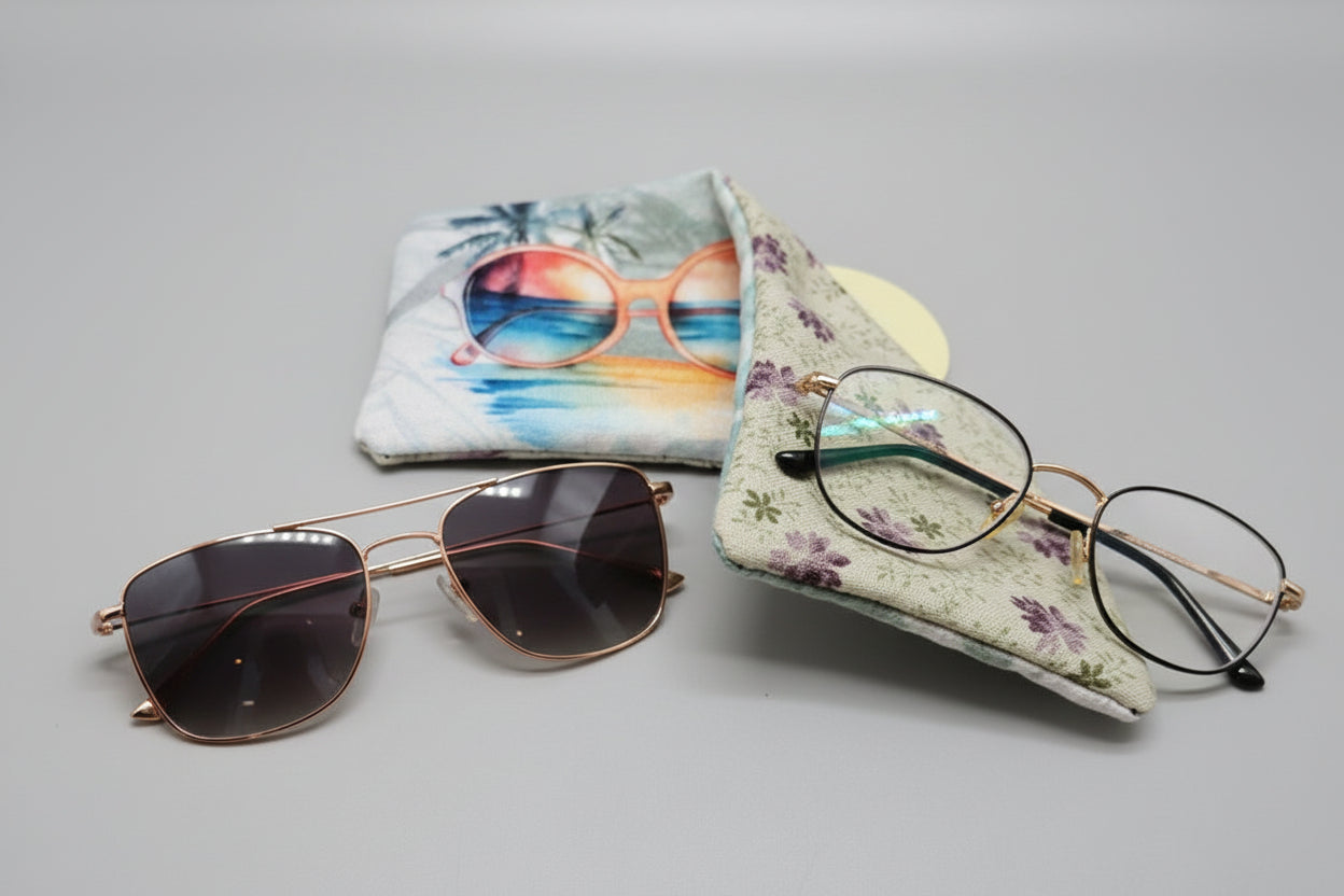 Essuie-lunettes artisanal double face - Coton et microfibre