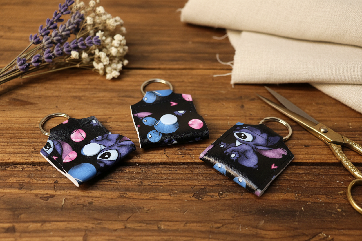 Mini porte-clé avec pochette à bouton pression