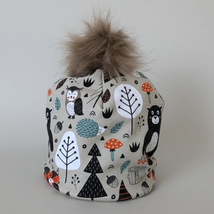 Tuque enfant doublée micropolar avec pompon amovible - 2 ans (40 cm)