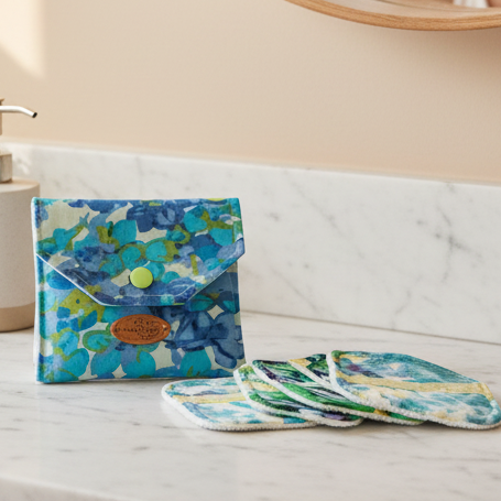Ensemble-Pochette avec lingettes démaquillantes réutilisables