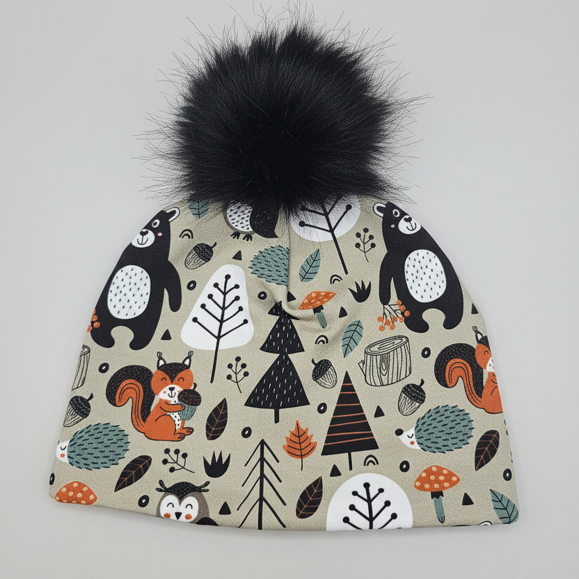 Tuque enfant doublée micropolar avec pompon amovible - 2 ans (40 cm)
