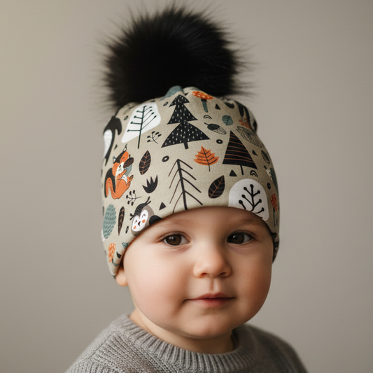 Tuque enfant doublée micropolar avec pompon amovible - 2 ans (40 cm)