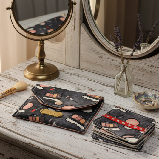 Ensemble-Pochette avec lingettes démaquillantes réutilisables