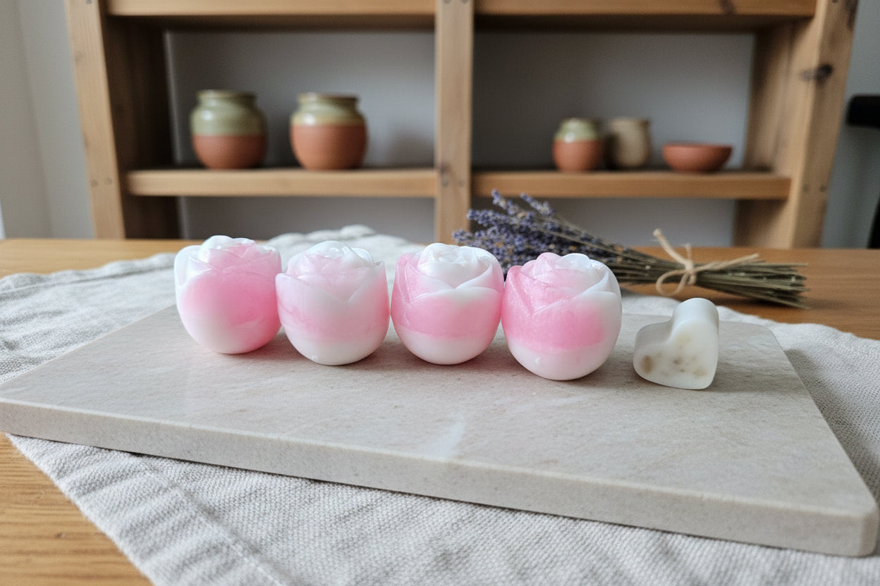 Ensemble de Savons Décoratifs Roses et Cœur