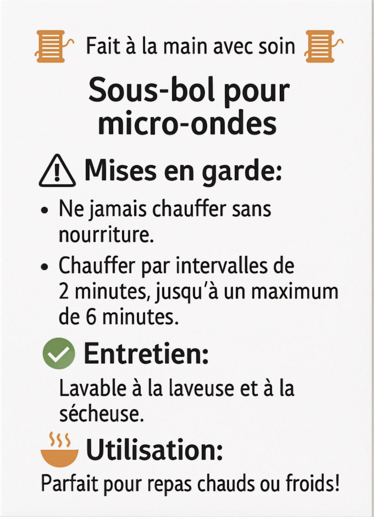 Sous-bols réversibles pour micro-ondes