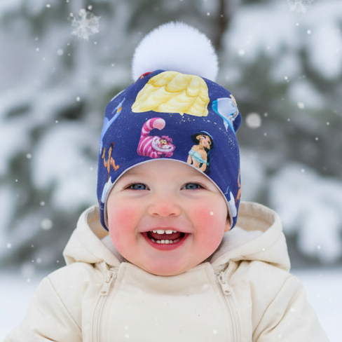 Tuque enfant doublée micropolar avec pompon amovible - 2 ans (40 cm)
