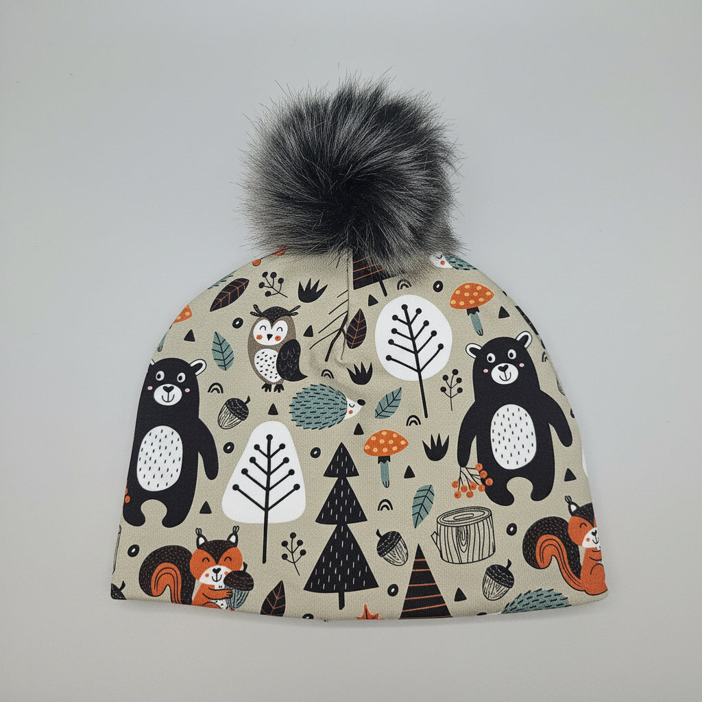 Tuque enfant doublée micropolar avec pompon amovible - 2 ans (40 cm)