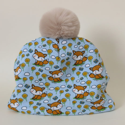 Tuque enfant doublée micropolar avec pompon amovible - 2 ans (40 cm)