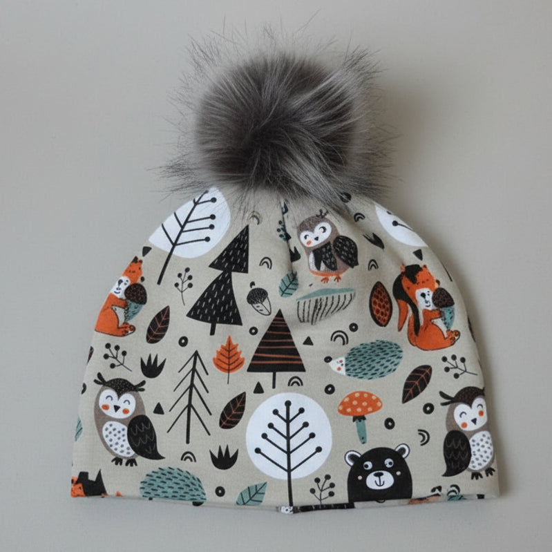 Tuque enfant doublée micropolar avec pompon amovible - 3 ans (42 cm)