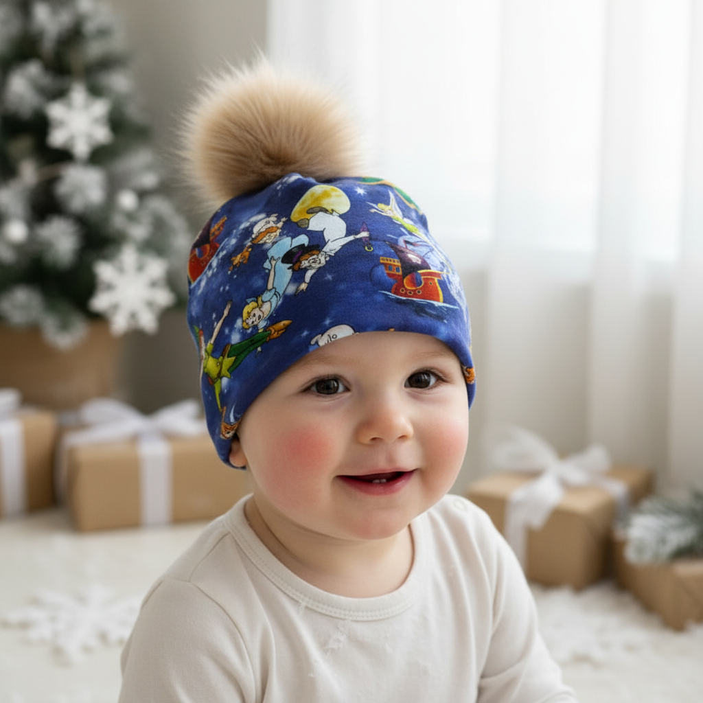 Tuque enfant doublée micropolar avec pompon amovible - 2 ans (40 cm)