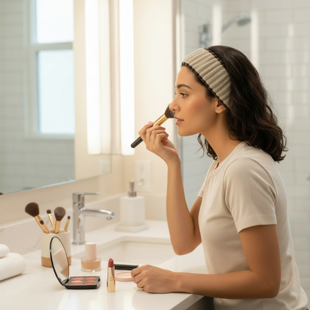 Bandeau élastique en ratine pour soins du visage