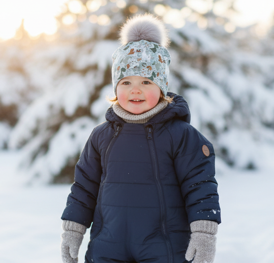Tuque enfant doublée micropolar avec pompon amovible - 2 ans (40 cm)