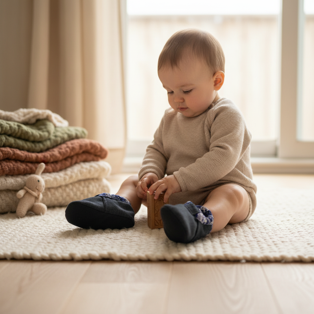 Pantoufles Bébé en jeans Doublé Polar (6-12 mois)