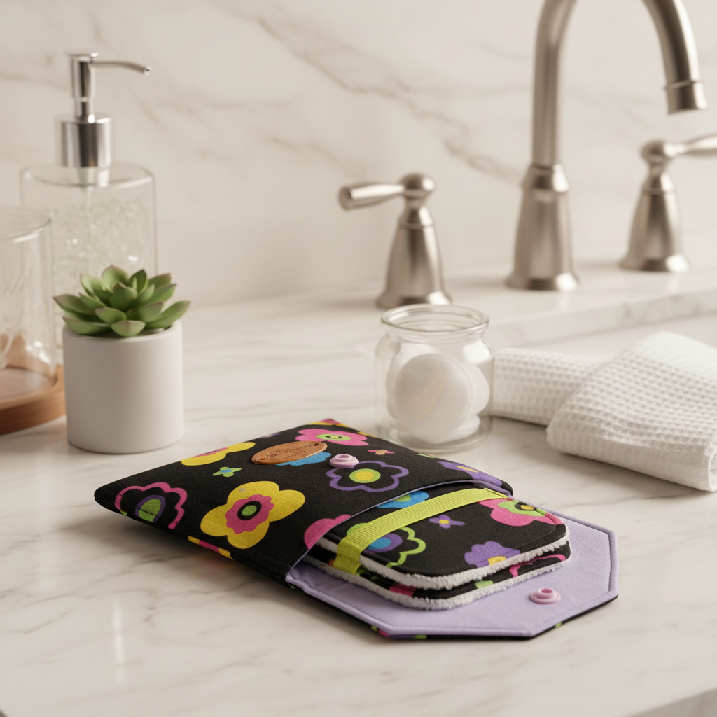 Ensemble-Pochette avec lingettes démaquillantes réutilisables