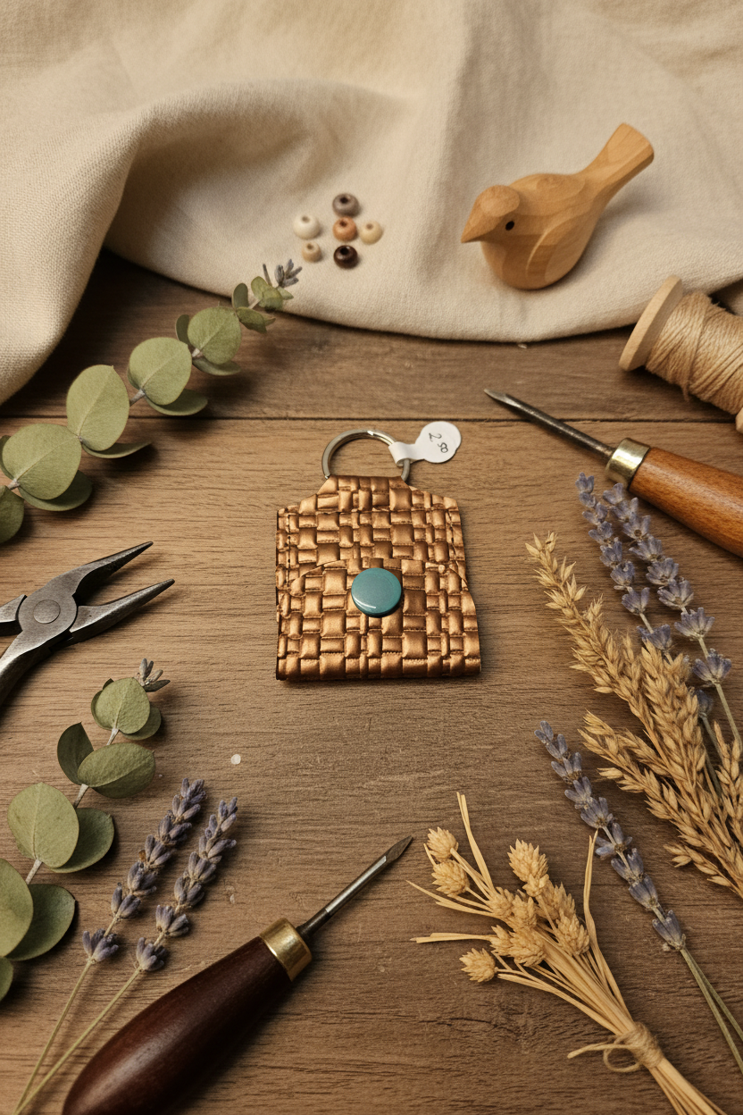 Mini porte-clé avec pochette à bouton pression
