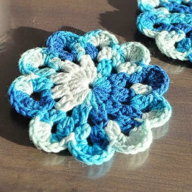 Ensemble de 4 sous-verres au crochet - Tons de bleu