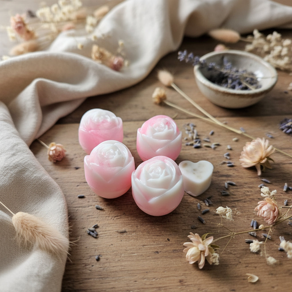Ensemble de Savons Décoratifs Roses et Cœur