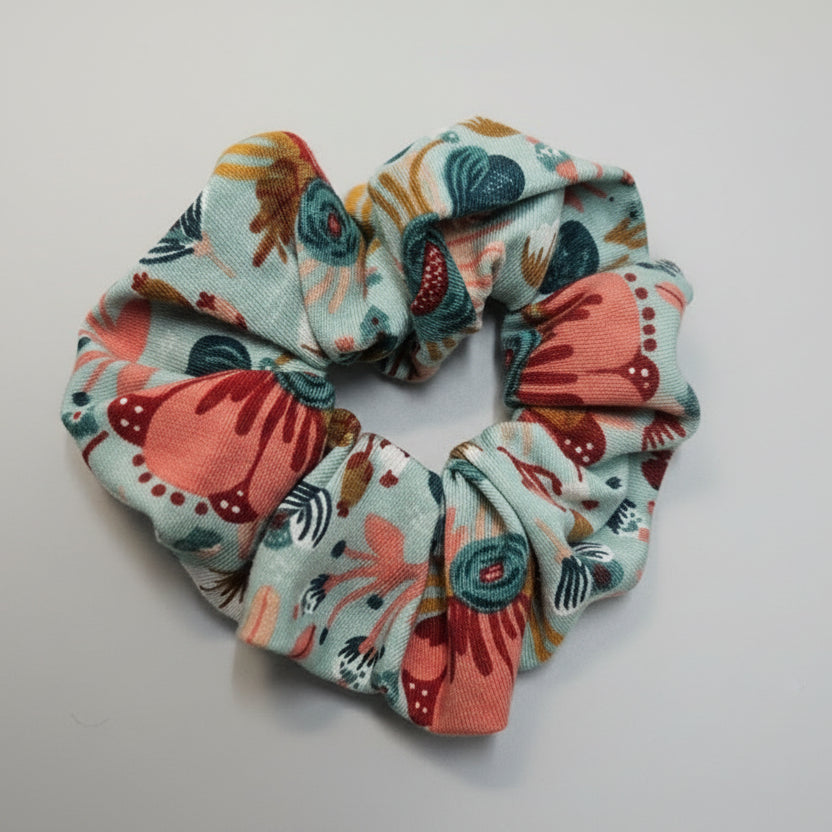 Chouchou (fleuri turquoise)