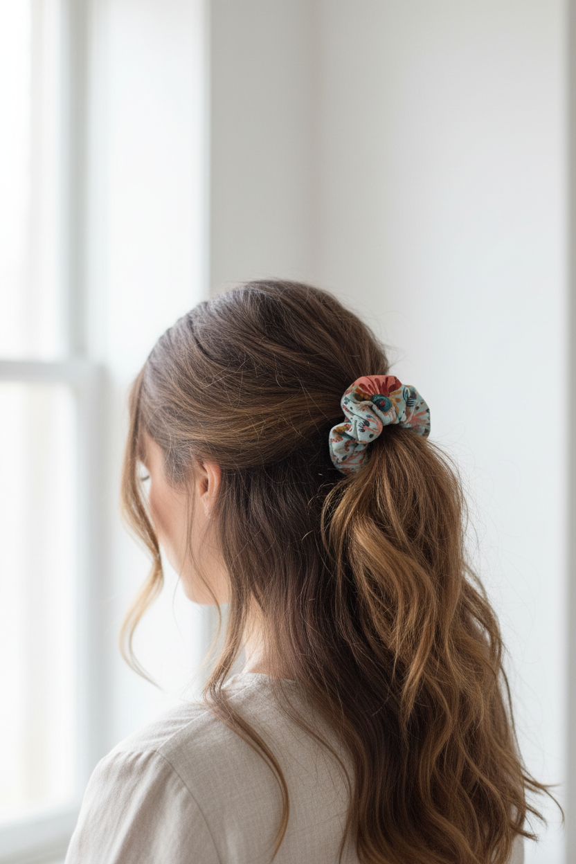 Chouchou (fleuri turquoise)