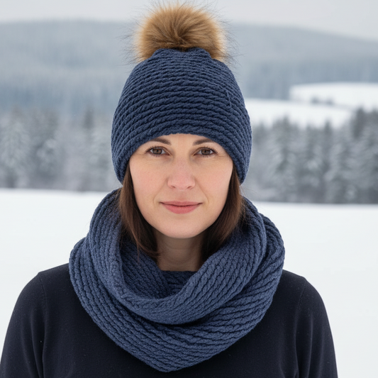 Ensemble tuque et cache-cou en tissu doublé micro-polar