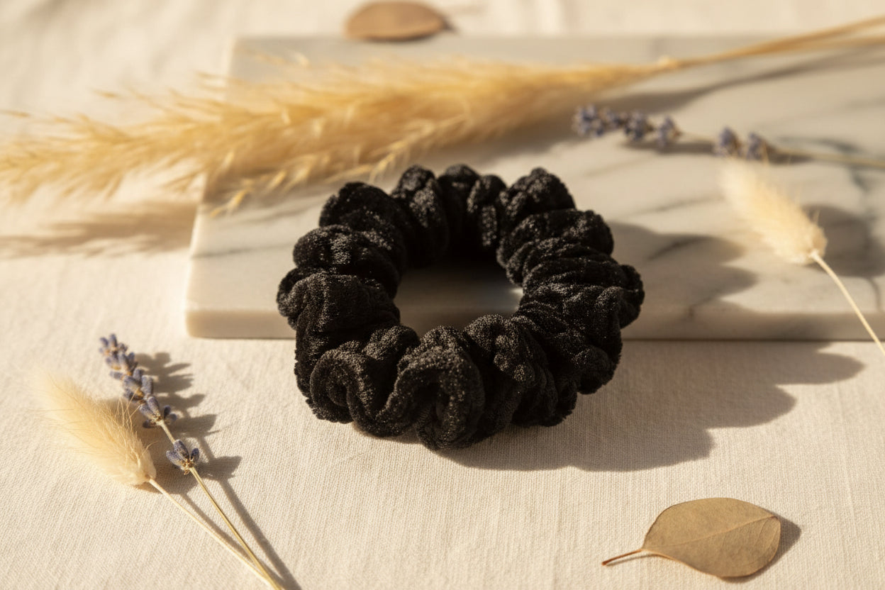 Chouchou en laine velvet - Noir