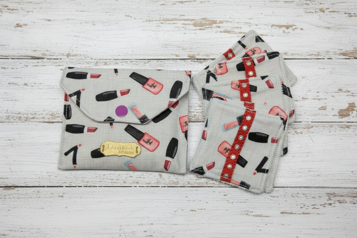 Ensemble-Pochette avec lingettes démaquillantes réutilisables