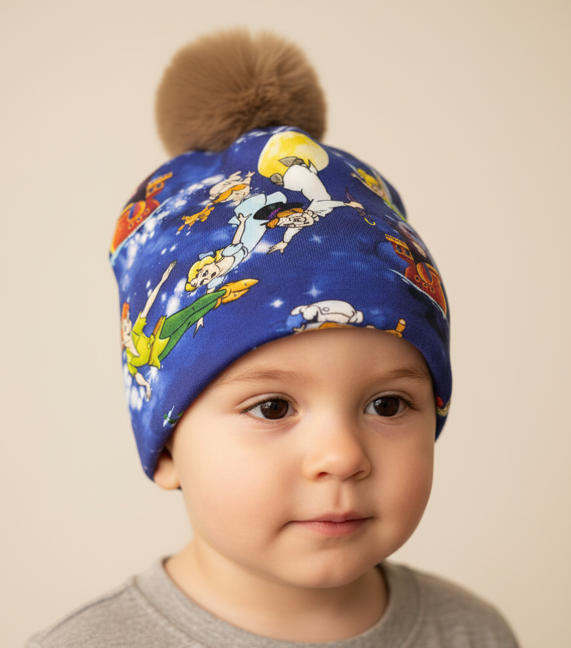Tuque enfant doublée micropolar avec pompon amovible - 2 ans (40 cm)