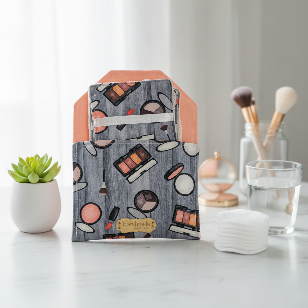 Ensemble-Pochette avec lingettes démaquillantes réutilisables