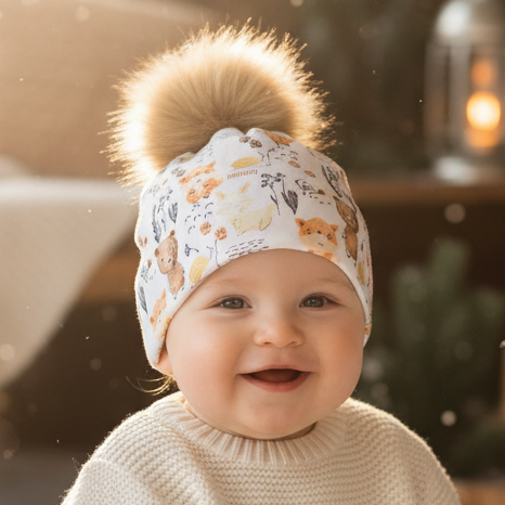Tuque enfant doublée micropolar avec pompon amovible - 1 an (38 cm)