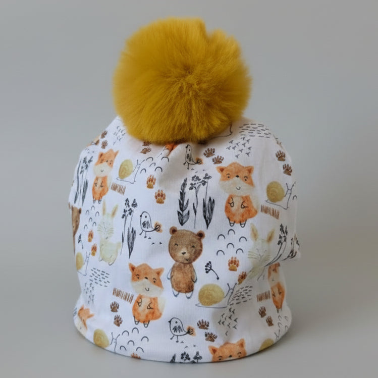Tuque enfant doublée micropolar avec pompon amovible - 2 ans (40 cm)